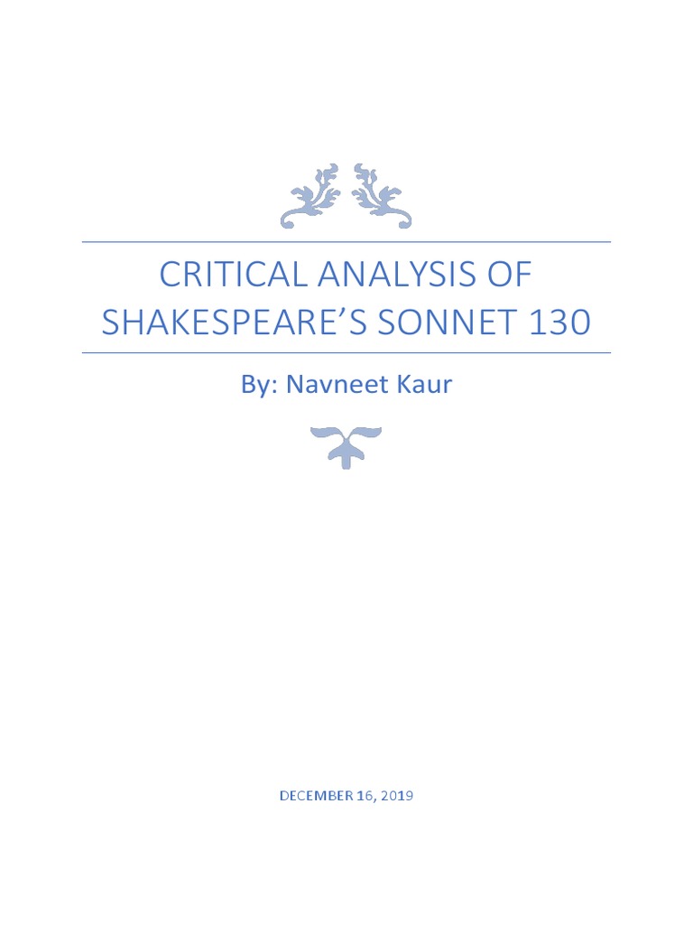 Реферат: Sonnet 130 Analysis Essay Research Paper My